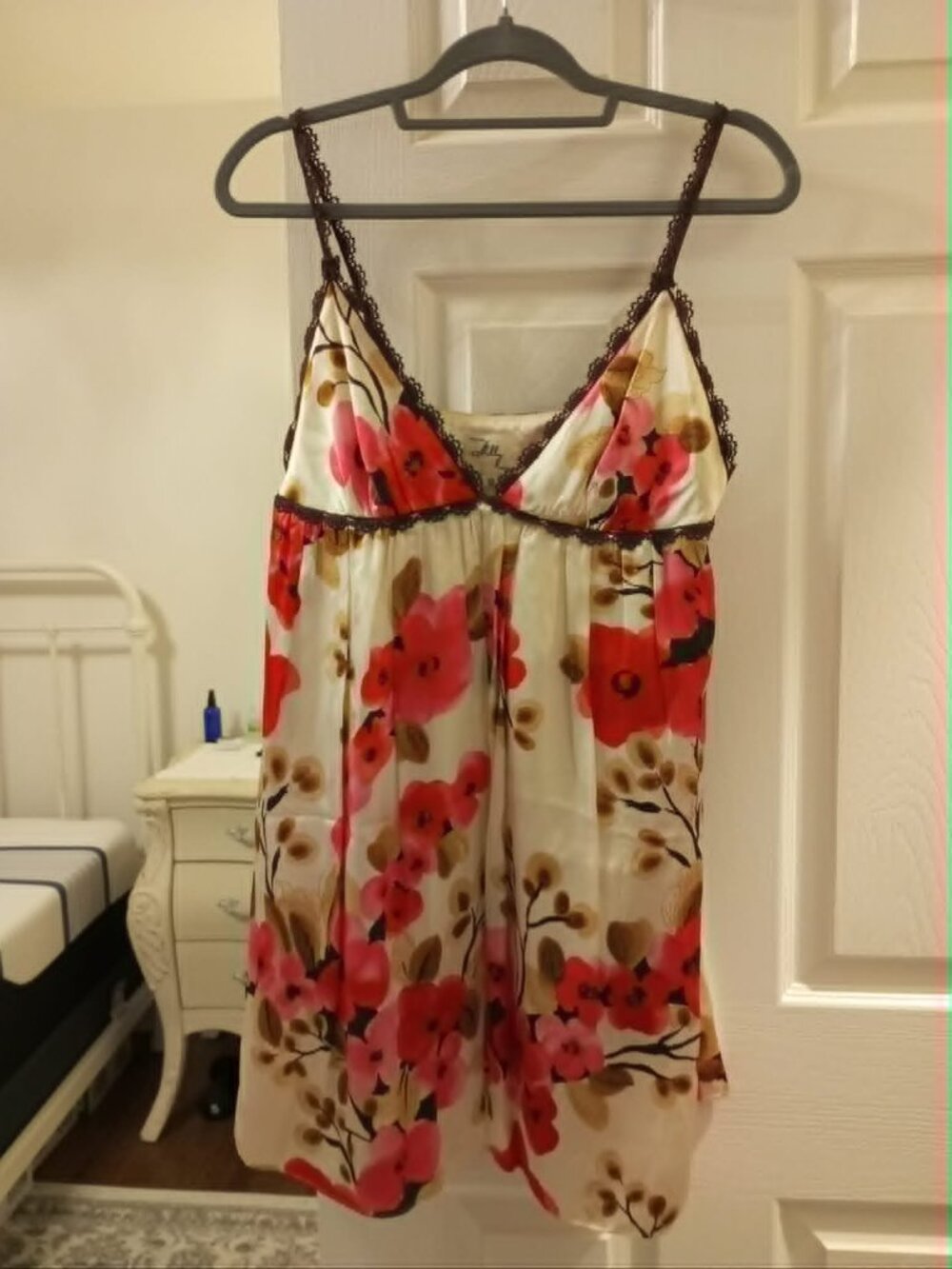 Milly Satin Flower Print Babydoll Dress, size 10